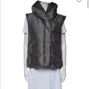 Erin Snow Nix Gunmetal Belted Puffer Collared Vest